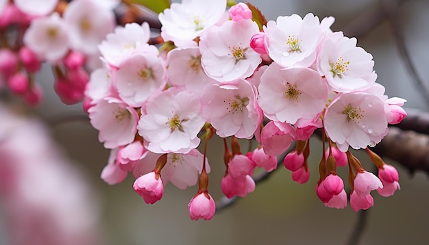 la prima fioritura dei fiori di ciliegio in un parco della città