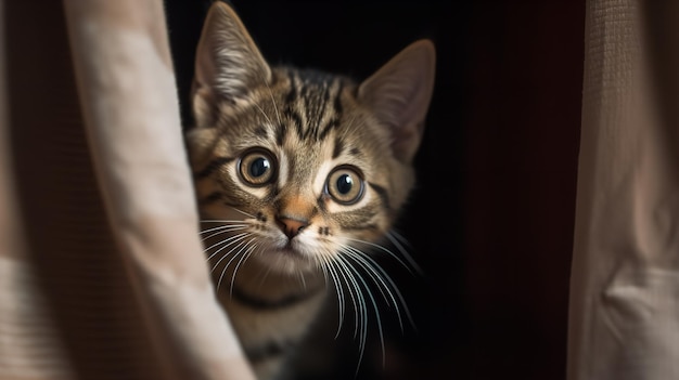 La prima salita del gattino sulla tenda del soggiorno