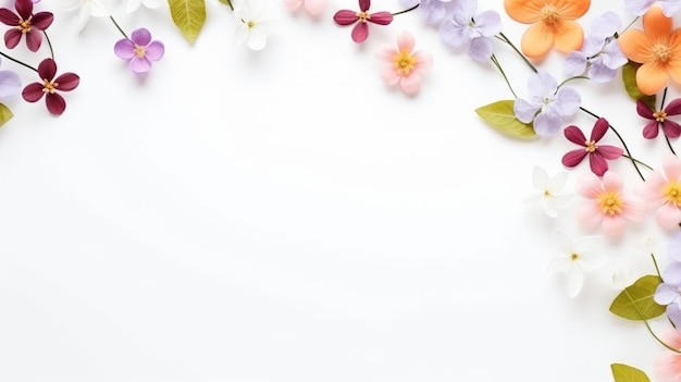 La primavera delizia i bellissimi fiori e le foglie su uno sfondo bianco