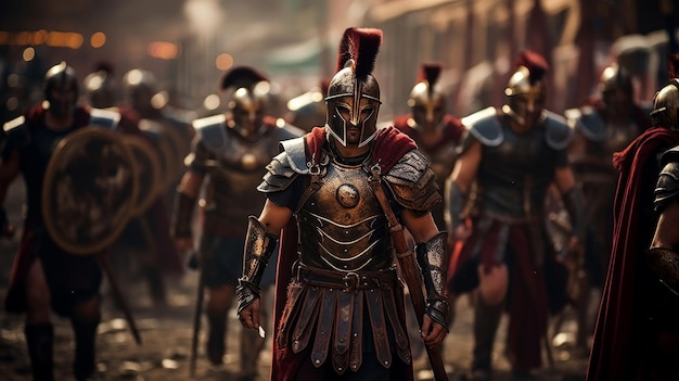 La processione dei gladiatori mostra armi distinte nell'arena