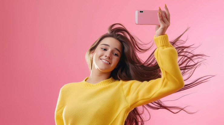 La ragazza che si fa un selfie.