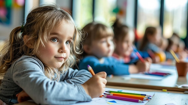 La ragazza della scuola sta scrivendo