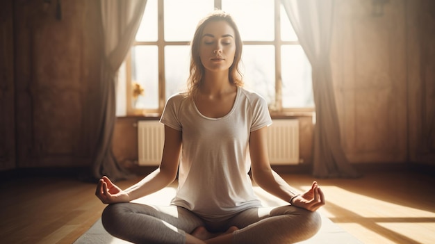 La ragazza fa yoga.