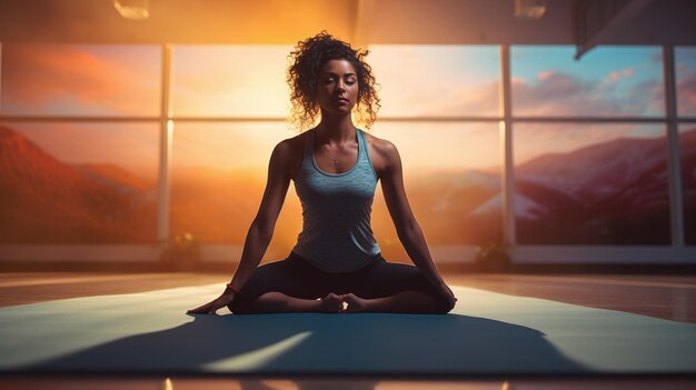 La ragazza fa yoga.