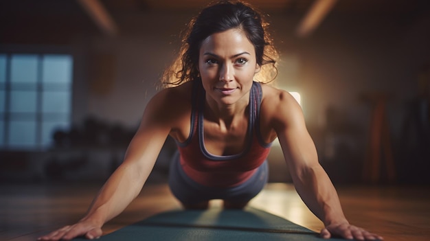 La ragazza fa yoga.