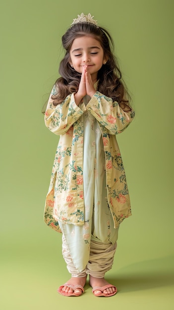 La ragazzina musulmana del Ramadan sta in piedi a pregare