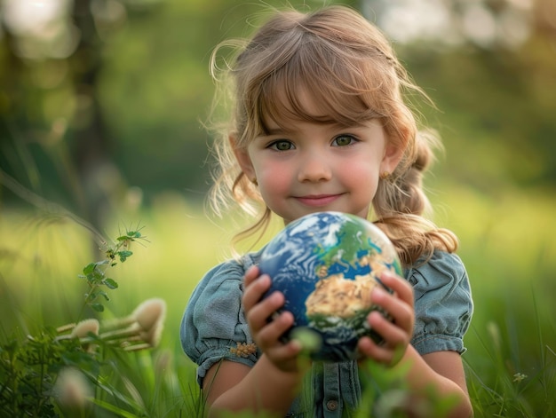 La ragazzina tiene la Terra in mano