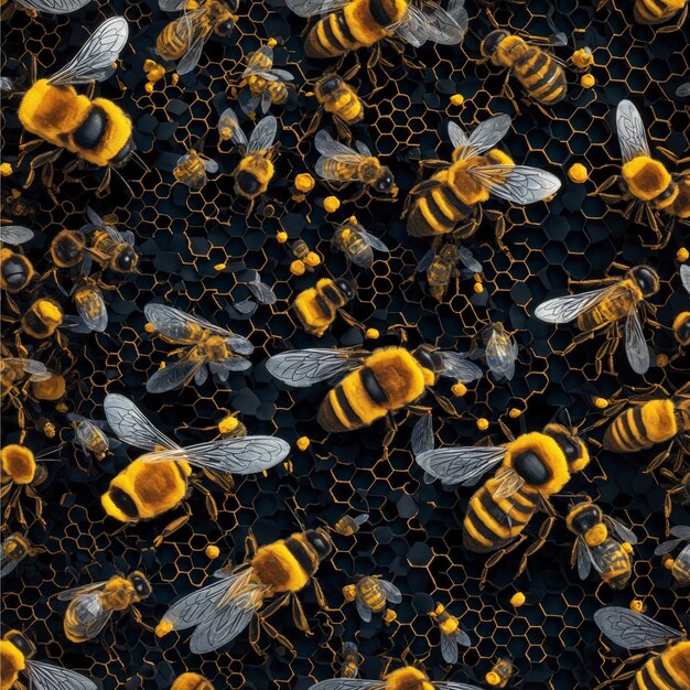 la regina contrassegnata con punti e le api lavoratrici attorno a lui