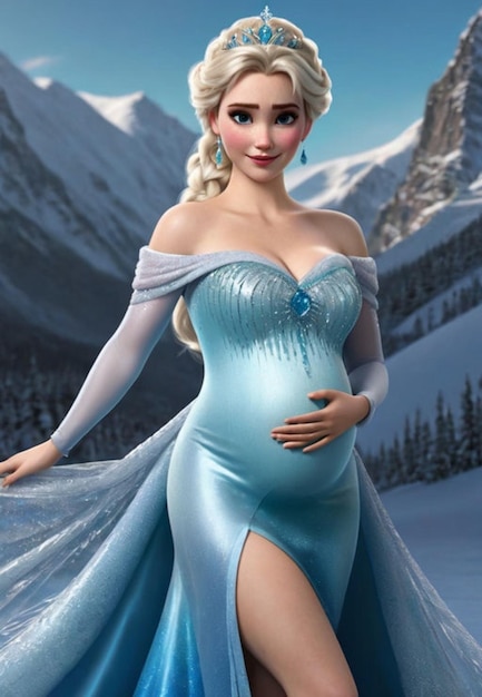 La regina incinta Elsa congelata