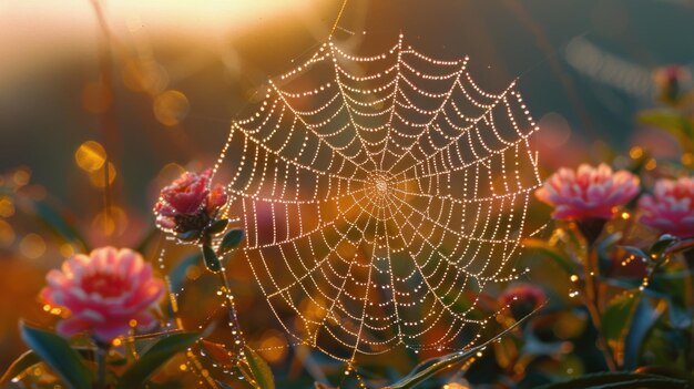 La rete del ragno sul fiore