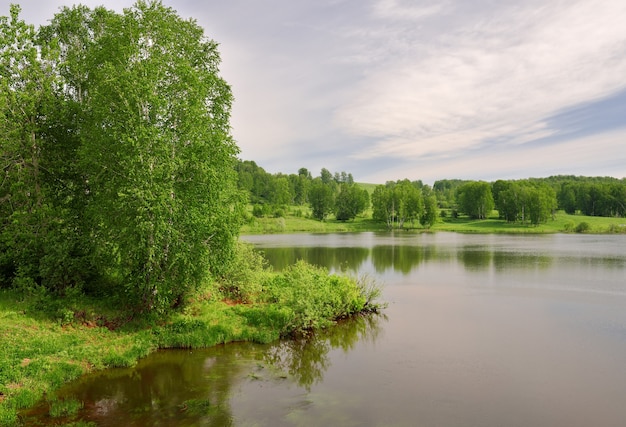 La riva del lago in primavera