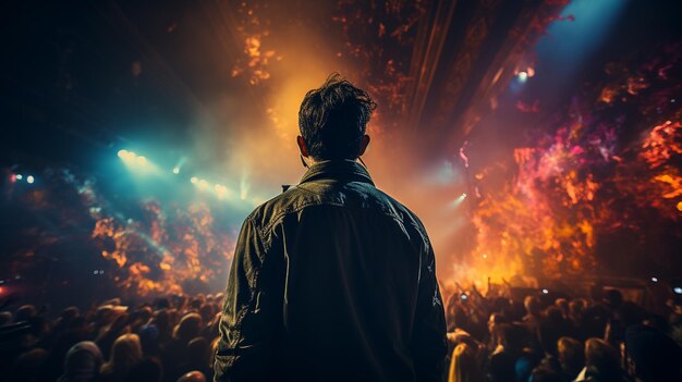 La rock star è sul palco di un concerto davanti ai suoi fan Generative Ai