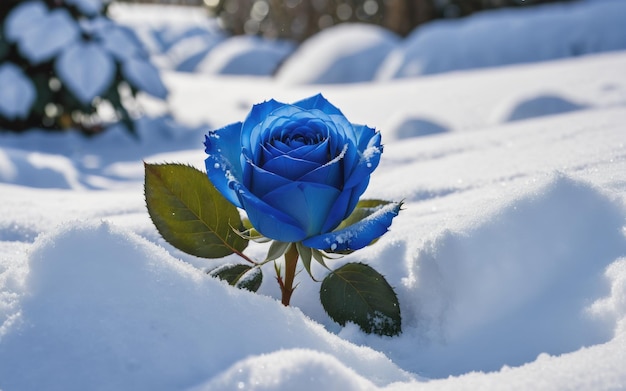 La rosa blu nella neve