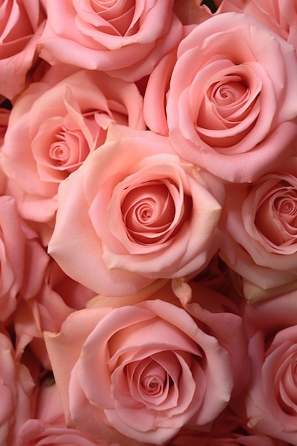 La rosa rosa sboccia una deliziosa sinfonia di colori nel giardino della natura generato dall'intelligenza artificiale