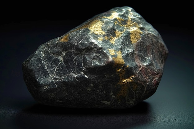 La roscoelite è una rara pietra naturale preziosa su uno sfondo nero generata dall'AI.