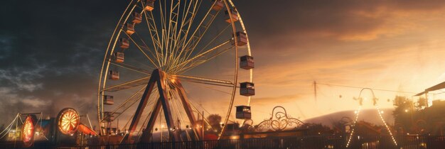 La ruota panoramica in una fiera luminosa la sera AI generativa