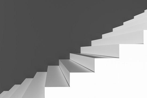 La scalinata alla luce del giorno con sfondo bianco rendering 3d