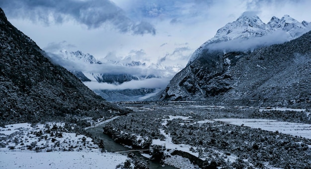 La scena della neve del Tibet