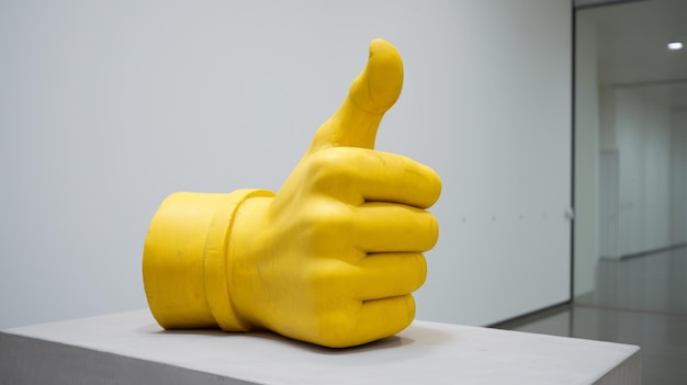 La scultura della mano in plastica mostra un pollice La mano mostra come nel museo Oggetto d'arte