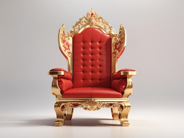 La sedia del trono rossa e dorata isolata su uno sfondo trasparente