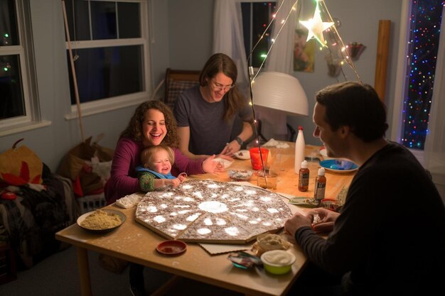 La serata di pizza in famiglia e' divertente.