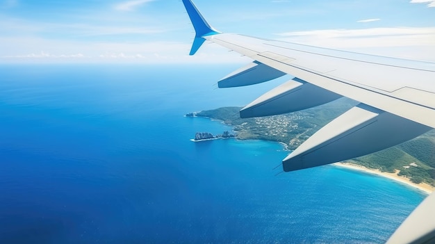 La serena vista dell'oceano dalla finestra dell'aereo