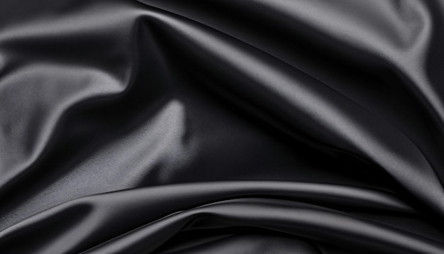 La seta nera elegante liscia o la trama del panno di lusso satinato possono essere utilizzate come sfondo astratto Lussuoso