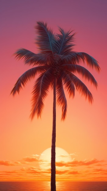 La silhouette di una palma sul tramonto