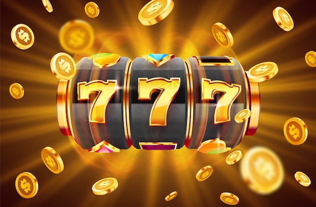 La slot machine dorata vince il jackpot del casinò con il concetto di grande vincita del jackpot