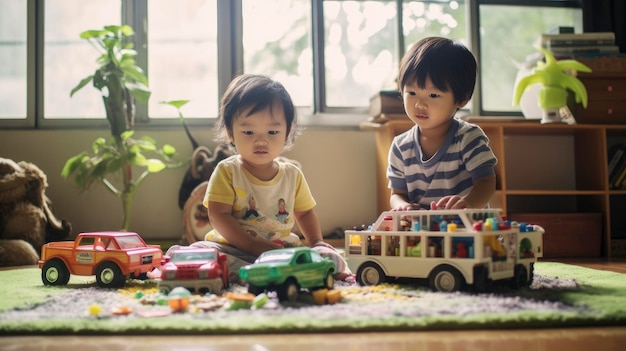 La sorellina con il fratello piccolo a casa