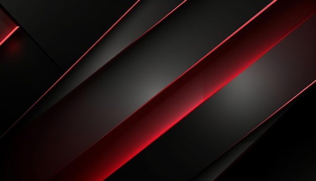 La sovrapposizione diagonale astratta nera sovrappone lo sfondo con la decorazione a luce rossa AI generativa