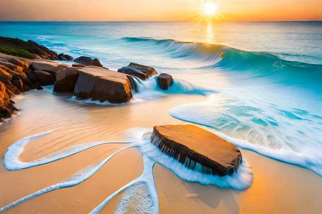 La spiaggia con l'acqua limpida e turchese