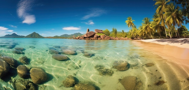 La spiaggia del resort della Polinesia francese.