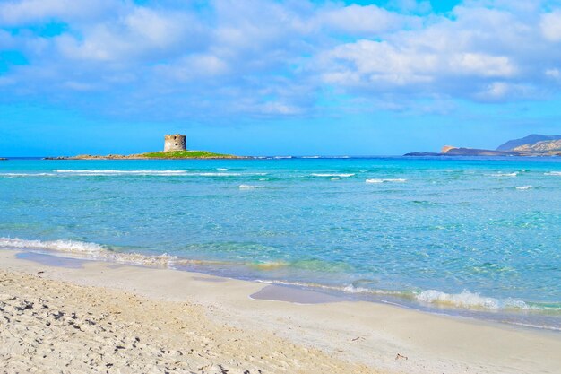 La spiaggia della Pelosa in una giornata nuvolosa Sardegna