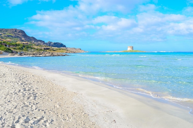 La spiaggia della Pelosa sotto un cielo nuvoloso Sardegna