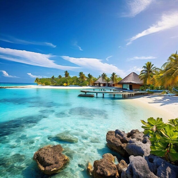 La spiaggia delle palme delle isole tropicali vista dall'alto