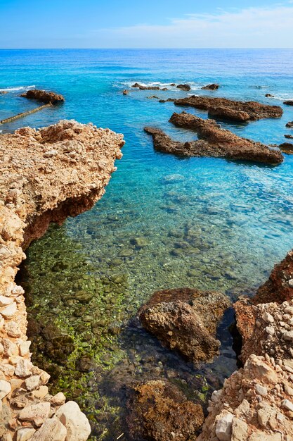 La spiaggia di Denia Las Rotas vicino a Sant Antonio cape