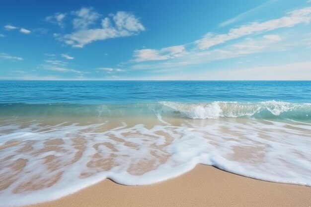 La spiaggia e le onde sullo sfondo della serena costa