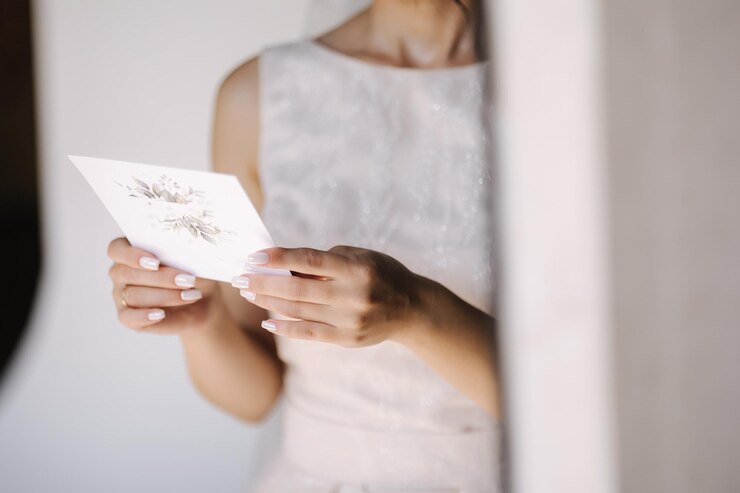 La sposa tiene giuramento e legge il celection centrale del concetto di matrimonio
