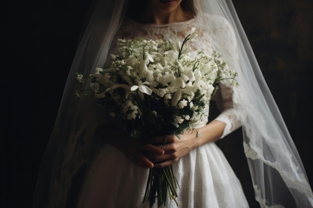 La sposa tiene un bouquet di nozze