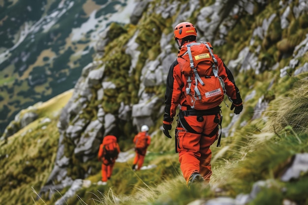 La squadra di soccorso di montagna conduce l'operazione con l'assistenza di elicotteri