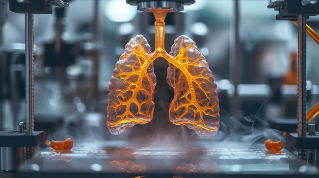 La stampante 3D di bioingegneria produce un polmone umano Tecnologia genetica futuristica