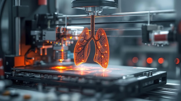 La stampante 3D di bioingegneria produce un polmone umano Tecnologia genetica futuristica