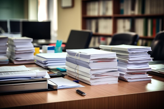 La stazione di lavoro occupata che organizza i file e le cartelle su una scrivania