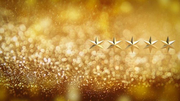 La stella d'oro sul rendering 3d sfondo bokeh