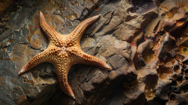 La stella marina riposa sulla roccia