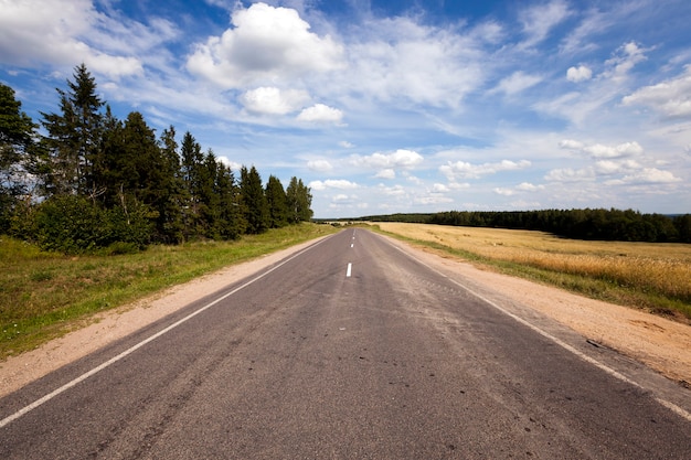 La strada asfaltata - la piccola strada asfaltata rurale fotografata nell'estate dell'anno.