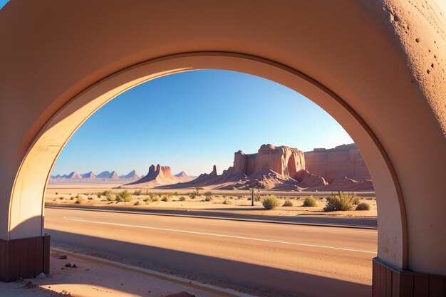 La strada attraverso il deserto è una desolata terra di nessun uomo strada del deserto carta da parati paesaggio di fondo