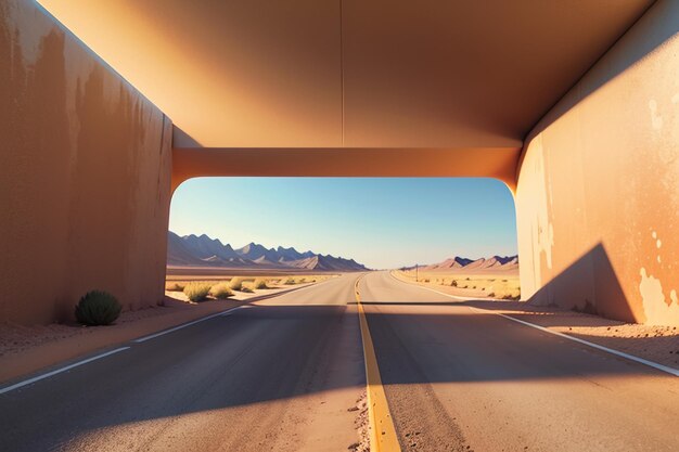 La strada attraverso il deserto è una desolata terra di nessun uomo strada del deserto carta da parati paesaggio di fondo