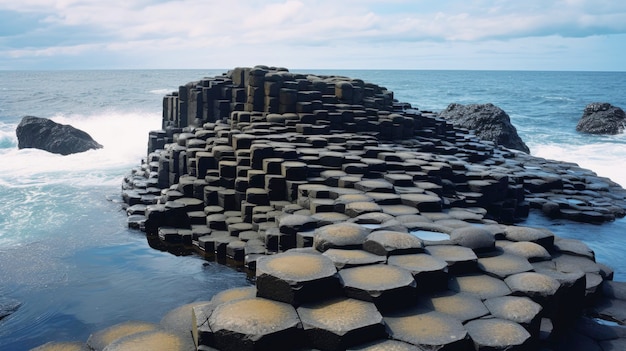 La strada rialzata del gigante Irlanda del Nord basalto esagonale Creato con tecnologia AI generativa